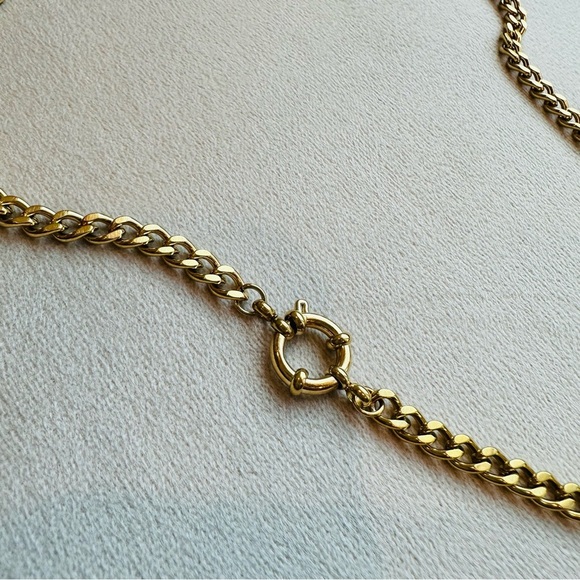 Louis Vuitton Lock Necklace Stainless Steel Curb Chain Gold Tone - Picture 15 of 15